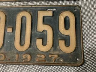 Vintage Antique 1927 Matched Pair Missouri License Plates Set 49 - 056 6