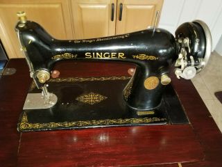 Vintage Singer Cast Iron Sewing Machine with Wooden Table Cabinet 4