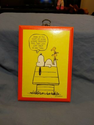 Vintage 70s Snoopy & Woodstock Wall Plaque 