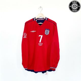 2002 Wc Beckham 7 England Vintage Umbro Ls Away Football Shirt (l) Argentina