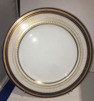 Royal Doulton Cobalt And Gold Gorgeous Set Of 6 Dinner Cabinet Plates 10 1/4”