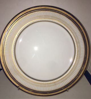 Royal Doulton Cobalt and Gold Gorgeous Set of 6 Dinner Cabinet Plates 10 1/4” 3