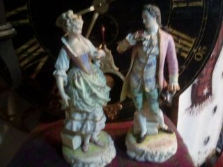 Rare Antique Large Victorian Couple,  Dresden Style