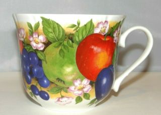 Roy Kirkham Cup ORCHARD Fruit Fine Bone China 16oz.  Apple Grapes Vintage 1993 2