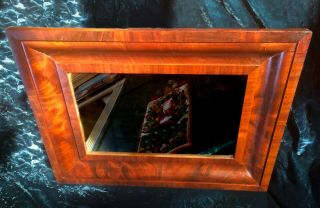 Large c.  1840 American Empire Flame Crotch Mahogany Ogee Mirror 24 
