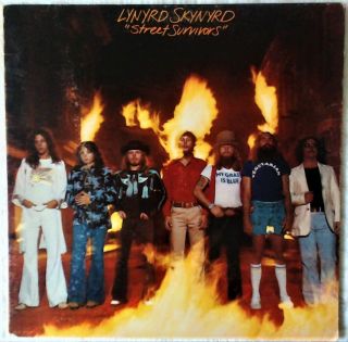 Lynyrd Skynyrd Flames Cover " Street Survivors " First Press Lp 1977 Play Graded