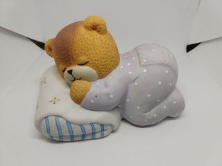 Vintage Lucy & Me Bear - Enesco - 1992 - Large Baby In Purple On Pillow - K533