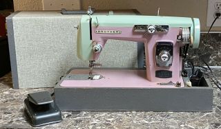 Brother 1620 De Luxe Zig Zag Heavy Duty Sewing Machine Pink Green Vintage