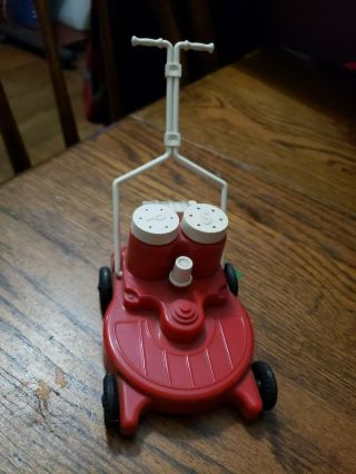 Vintage Antique Retro Lawnmower Lawn Handyman Red Plastic Salt & Pepper Shakers