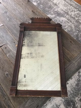 Antique Arts & Crafts or Mission Hanging Wall Mirror Oak Victorian Mercury Glass 2