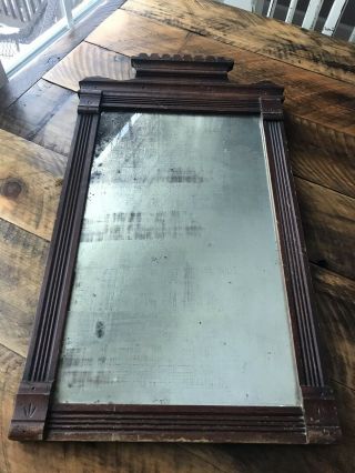 Antique Arts & Crafts or Mission Hanging Wall Mirror Oak Victorian Mercury Glass 3