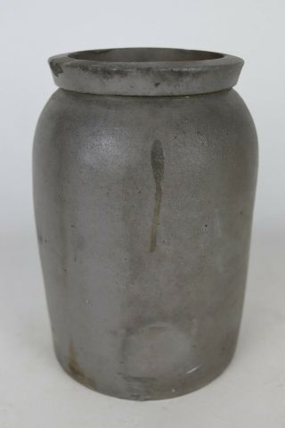 Antique Gray Salt Glazed Stoneware Repaired Pickle Crock Jar 9 " T X 6.  25 " W