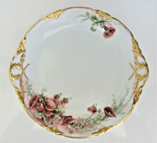 M.  W.  Co.  Royal Saxony China Floral Plate With Gold Trim 10 1/4 Inches