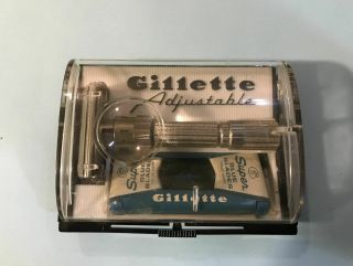 Vintage Razor - Gillette Fat Boy {g - 1} - Orig.  Case With Orig.  Blades & Instructions
