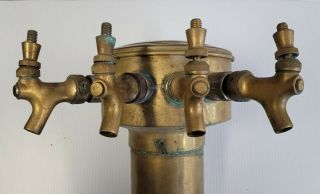 Vintage Old Pub Bar Brass 4 Tap Speakeasy Draft Beer Tower Tap Dispenser
