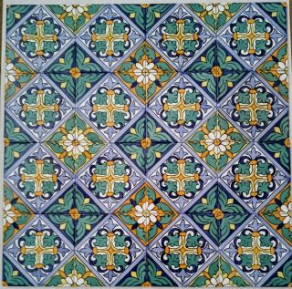 16 Vtg Antique Hand - Painted Spanish Ceramic Tile 6 X 6 Cedolesa Spain Floral