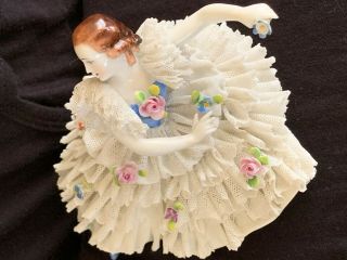 , Dresden,  Lace,  Collectible,  Volkstedt,  German,  Dancer,  Flower,  Victorian,  Lady
