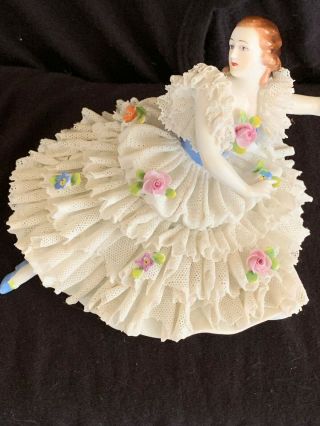 , Dresden,  Lace,  Collectible,  Volkstedt,  German,  dancer,  flower,  victorian,  lady 3