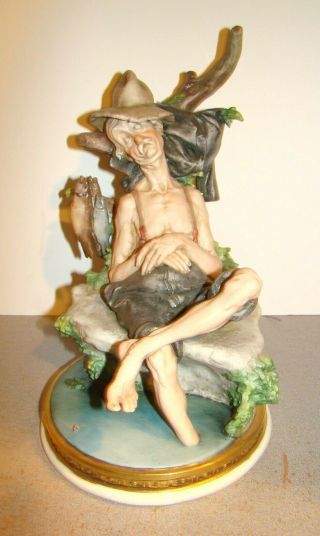 Vintage G.  Cappe Capodimonte Sleeping Fisherman Figurine