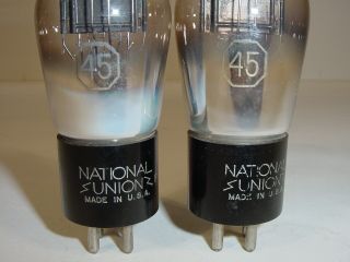 2 Vintage 1940 ' s National Union Type 45 245 345 ST Ink Base Amplifier Tube Pair 2