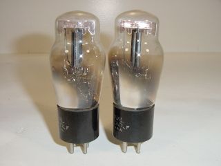 2 Vintage 1940 ' s National Union Type 45 245 345 ST Ink Base Amplifier Tube Pair 3