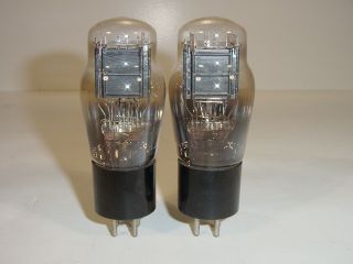 2 Vintage 1940 ' s National Union Type 45 245 345 ST Ink Base Amplifier Tube Pair 4