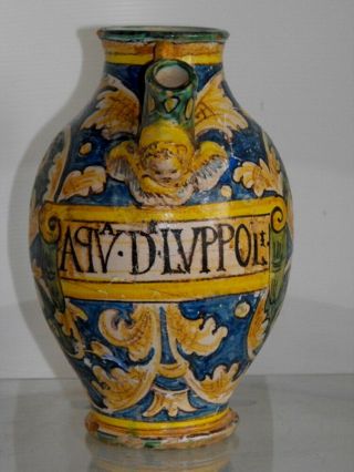 Italian Majolica Apothecary Jar,  16th.  Century