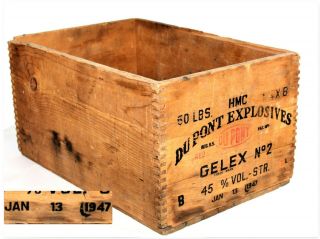 1947 Dupont Explosives Wood Crate,  Dynamite Crate