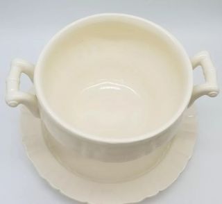 VINTAGE RARE FARMHOUSE WHITE IRONSTONE SOUP TUREEN W/ SPILL PLATE WEST GERMANY 2