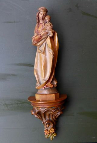 Antique Wood Carving Statue Of Mary With Jesus,  South Of Germany