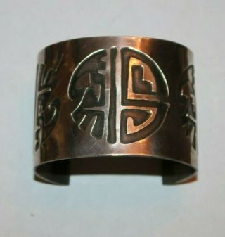 Vintage Hopi Sterling Silver Overlay Cuff Bracelet Native American