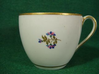 Orphan Derby Porcelain Large Cup Pattern 129 Puce Mark French Sprig 18thc 1 Or 2