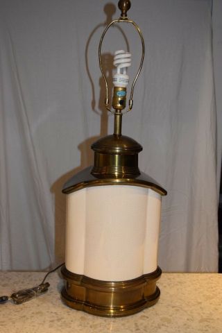 Vintage Hollywood Regency Solid Brass And Ceramic Urn Chapman Massive Lamp 1978