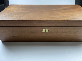 Vintage Antique Hinged Wood Box W Brass Handle