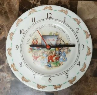 Bunnykins Teaching Clock.  Royal Doulton Porcelain Plate Golden Jubilee Vintage
