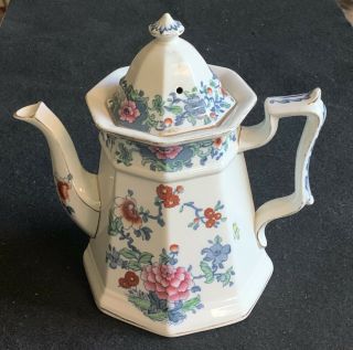 F.  Winkle & Co Whieldon Ware - Antique Multicolored Transferware Teapot England