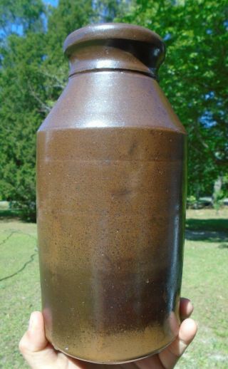 Lovely Vintage Antique Brown Glazed Pottery Crock Jug Pot Vase 9 " Tall L@@k