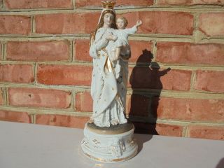 Antique Staffordshire Porcelain Madonna & Child Mary & Jesus Figure 11 "