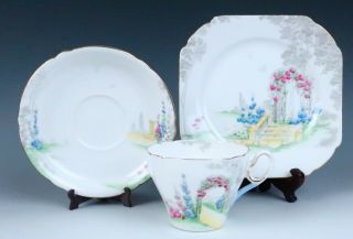 Vintage Shelley Archway Of Roses Trio Cup & Saucer Cake Plate 0162 England China