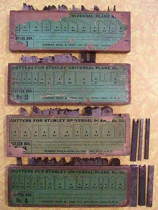 Vintage Box No.  1 - 4 With 45 Cutters For Stanley No.  55 Universal Plane