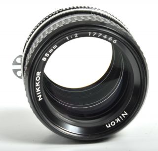 Vintage Nikon Nikkor 85mm f2 Ai Fixed Portrait Camera Lens w/ caps & case 5