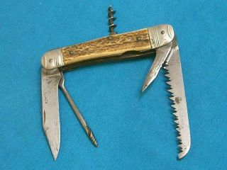 Antique Germany Stag Sportsmans Folding Hunter Survival Knife Vintage Knivesjack