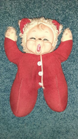 1950s Rushton Star Creation Rubber Face Plush Toy Usa Knickerbocker Cry Pajama