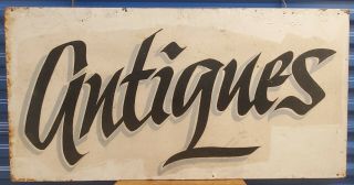 Antique/vintage Metal Advertising General Store Sign " Antiques " 48” X 24 "