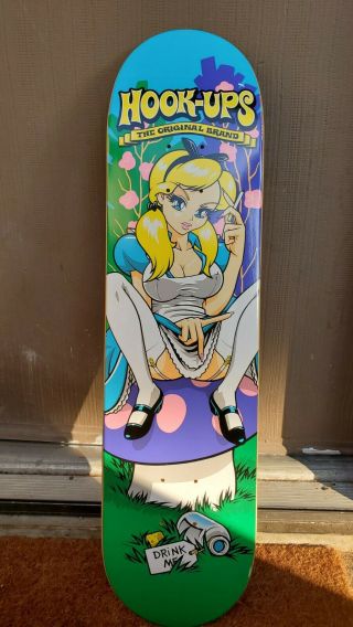 Vintage Hook Ups Skateboard Deck Alice In Wonderland Jk Industries Birdhouse