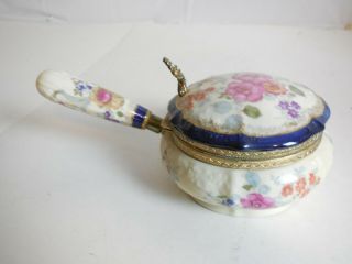 Vintage Floral Ceramic Chamber Pot With Lid And Handle 10 X 7 Ornate