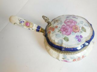Vintage Floral Ceramic Chamber Pot with Lid and Handle 10 x 7 Ornate 2