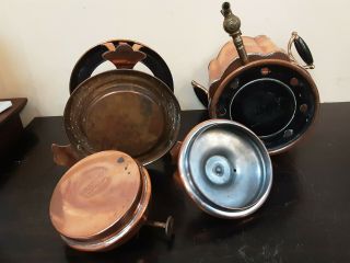 Jos Heinrichs Antique Or Vintage Copper Tea Pot with Stand and Burner 6