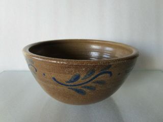 Antique Salt - Glazed Slip - Decorated Stoneware Pottery Bowl