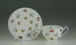 Shelley " Forget Me Knot " Ludlow Shape Tea Cup And Saucer,  England C.  1945